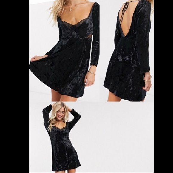 Free People Dresses & Skirts - FREE PEOPLE KAT velvet mini dress black small